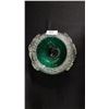 Image 2 : VINTAGE MURANO ART GLASS GREEN BULLICANTE & SILVER SPECK BOWL: 6" WIDE