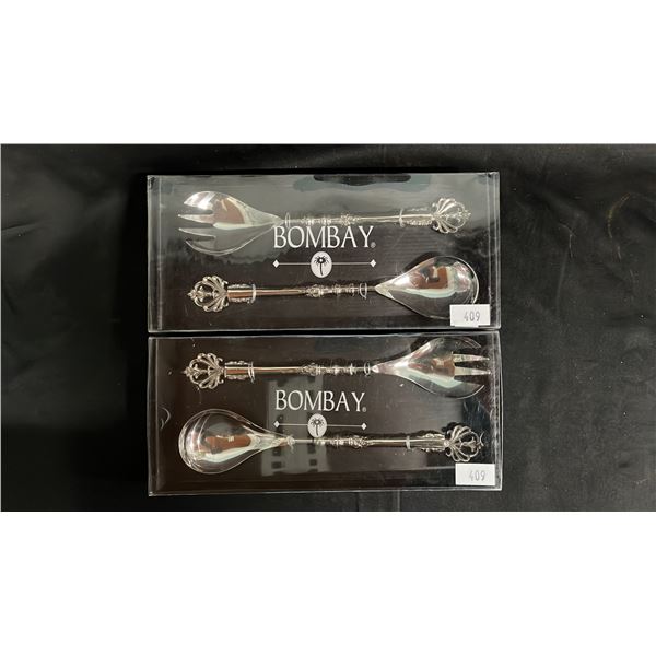 2 BOMBAY SALAD FORK & SPOON SETS