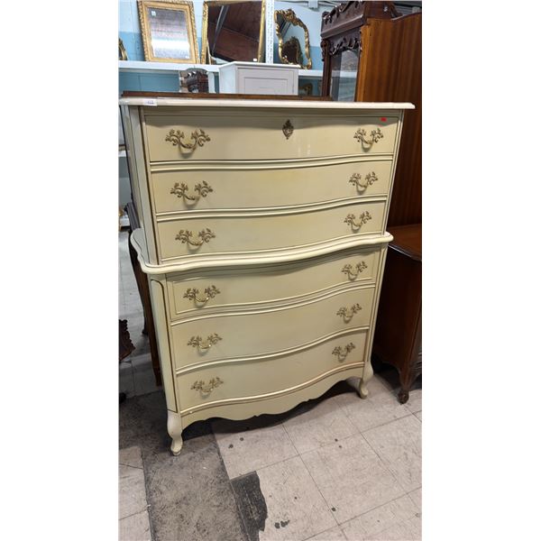 FRENCH PROVINCIAL FRONT 6-DRAWER HIGHBOY DRESSER