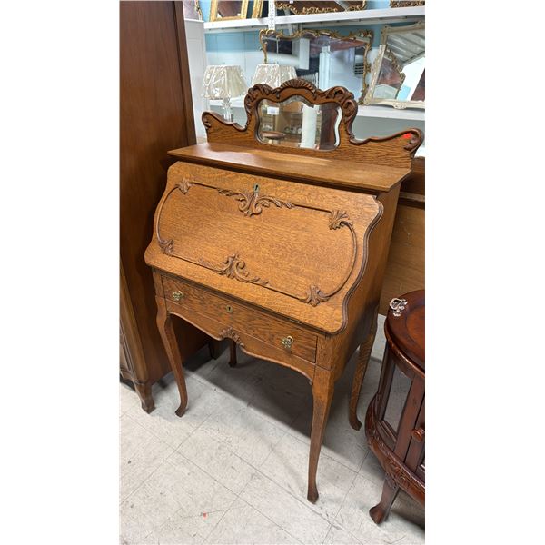ANTIQUE CANADIANA OAK DROP FRONT SECRETAIRE