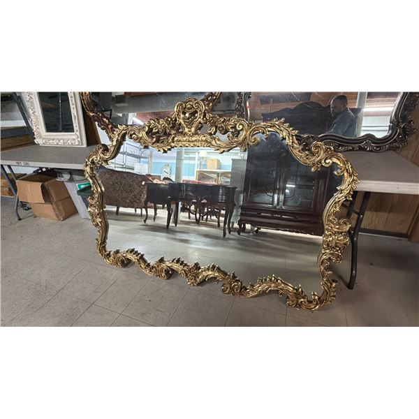 GOLD PAINTED ORNATE FRAMED MIRROR APPROX 65" X 45"