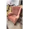 Image 1 : VINTAGE CLAW FOOT CHANNEL BACK DUSTY ROSE ARM CHAIR