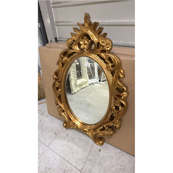 BOMBAY GOLD PAINTED ORNATE FRAMED OVAL MIRROR 33.5" X 22"