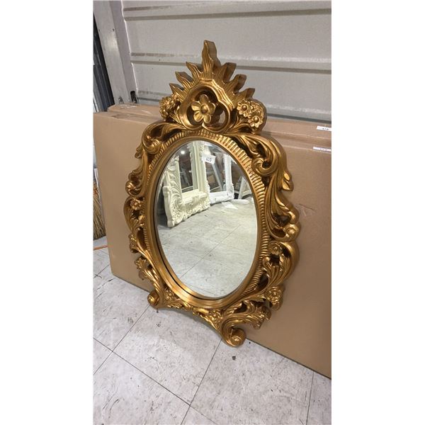 BOMBAY GOLD PAINTED ORNATE FRAMED OVAL MIRROR 33.5" X 22"
