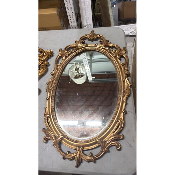 OVAL GOLD PAINTED FRAMED MIRROR 26" X 16"