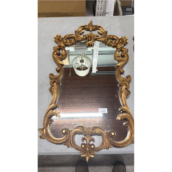 ORNATE GOLD PAINTED FRAMED MIRROR 28" X 16"