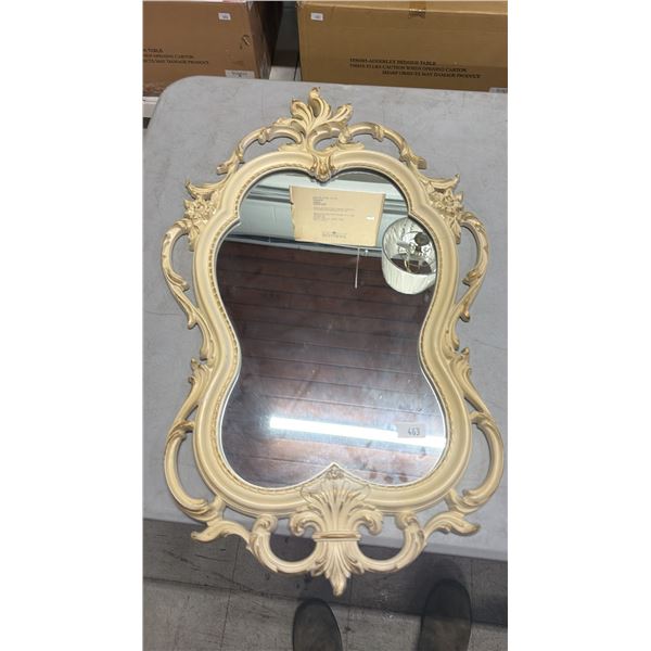ORNATE WHITE FRAMED MIRROR 31" X 19"