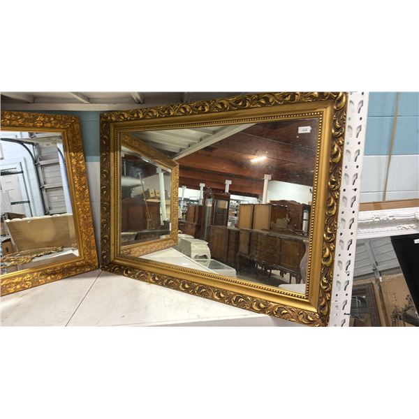 GOLD PAINTED FRAMED MIRROR 42" X 30"