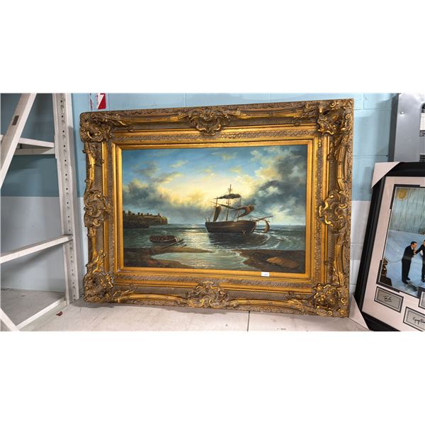 ORIGINAL OIL ON CANVAS WITH ORNATE GOLD PAINTED FRAME