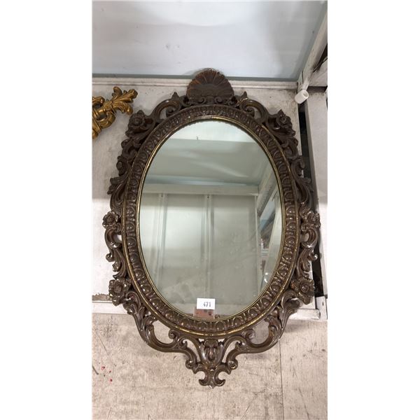 BROWN PAINTED FRAMED MIRROR 30" X 19"