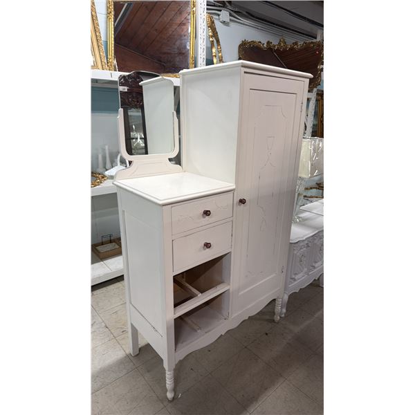 SHABBY CHIC SIDE-BY-SIDE CABINET CIRCA 1940'S (MISSING 2 DRAWERS)