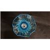 Image 2 : LIGHT BLUE ART GLASS VASE WITH RUFFLED EDGE: 9" TALL