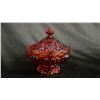 Image 1 : VINTAGE FENTON HOBNAIL AMBERGINA GLASS CANDY DISH:  6.5" TALL