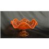 Image 1 : VINTAGE VIKING GLASS AMBERGINA 6-PETAL PEDESTAL BOWL: 9" WIDE