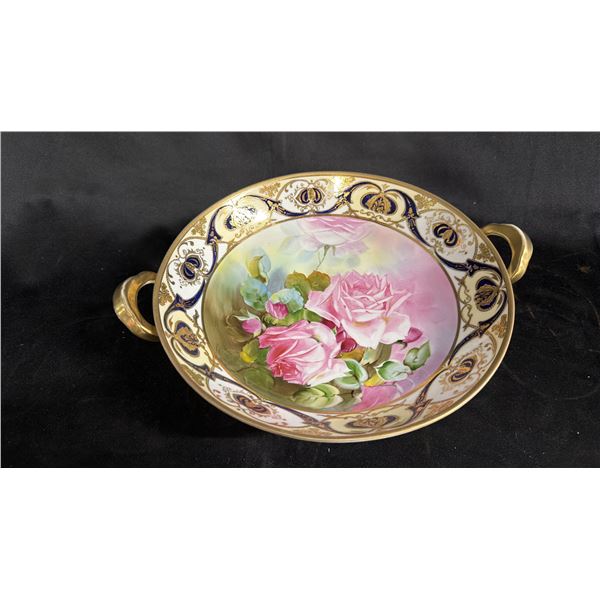 NORITAKE HAND PAINTED PORCELAIN PEDESTAL SERVING DISH:11" WIDE