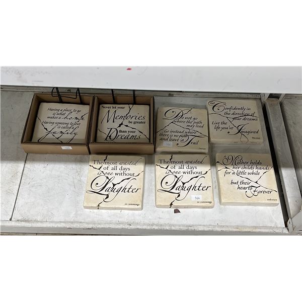 (7) WALL PLAQUES WITH ASSORTED QUOTES: 8" X 8"