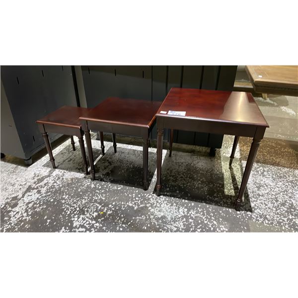 3-PC NESTING MAHOGANY END TABLE SET