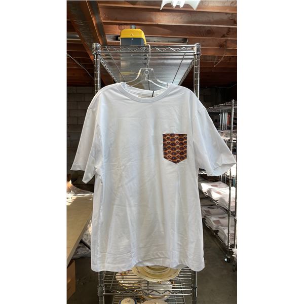 *NEW* (11) RED PEARL DESIGNER POCKETED T-SHIRTS SIZE S (WHITE)