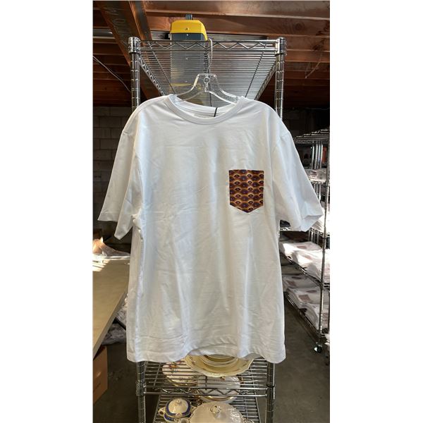 *NEW* (6) RED PEARL DESIGNER POCKETED T-SHIRTS SIZE XS (WHITE)