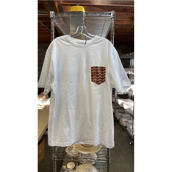 *NEW* (6) RED PEARL DESIGNER POCKETED T-SHIRTS SIZE XXS (WHITE)