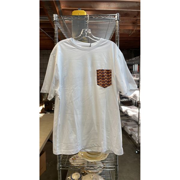 *NEW* (12) RED PEARL DESIGNER POCKETED T-SHIRTS SIZE XXL (WHITE)