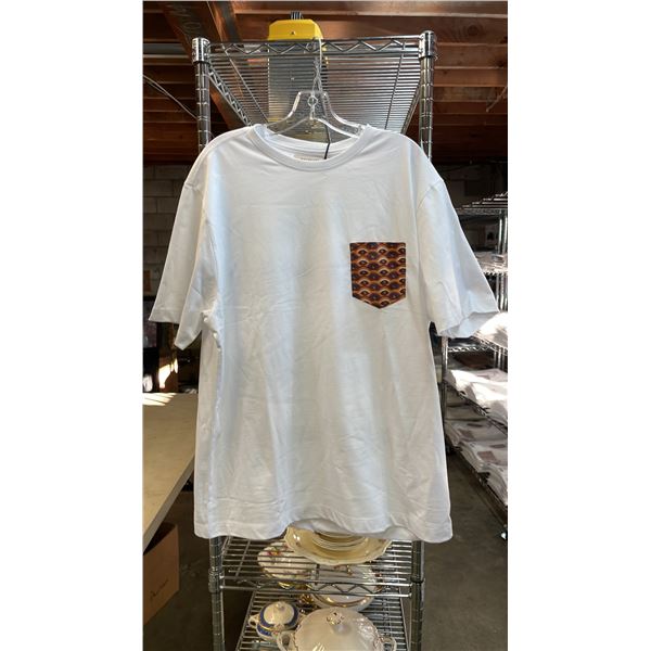 *NEW* (5) RED PEARL DESIGNER POCKETED T-SHIRTS SIZE  (WHITE)