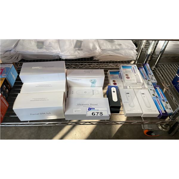 *NEW IN BOX* ASSORTED BEAUTY PRODUCTS INCLUDING; COSMETOLOGY SHOVELS, FACIAL SPA KIT, PORTABLE UVC