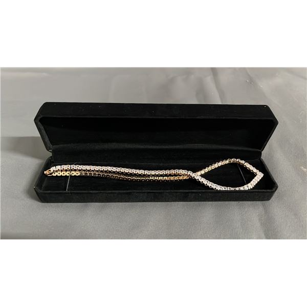 NEW 18K GOLD PLATED 4 MM PRINCESS CUT SIMULATED DIAMOND (CZ) TENNIS NECKLACE: 18" LONG