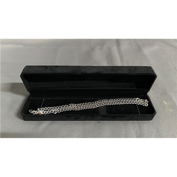 NEW PLATINUM PLATED 7.5MM CUBAN LINK NECKLACE: 18" LONG