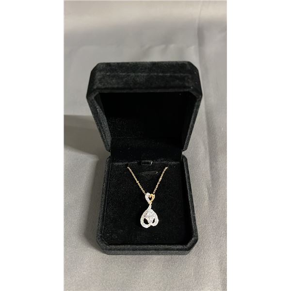 NEW 18K GOLD PLATED 25 MM SIMULATED DIAMOND (CZ) INVERTED HEART CLUSTER PENDANT - 18" LONG CHAIN