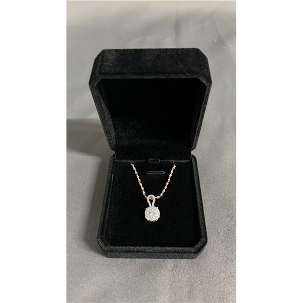 NEW 18K GOLD PLATED 18 MM SIMULATED DIAMOND (CZ) CLUSTER NECKLACE: 17" LONG CHAIN