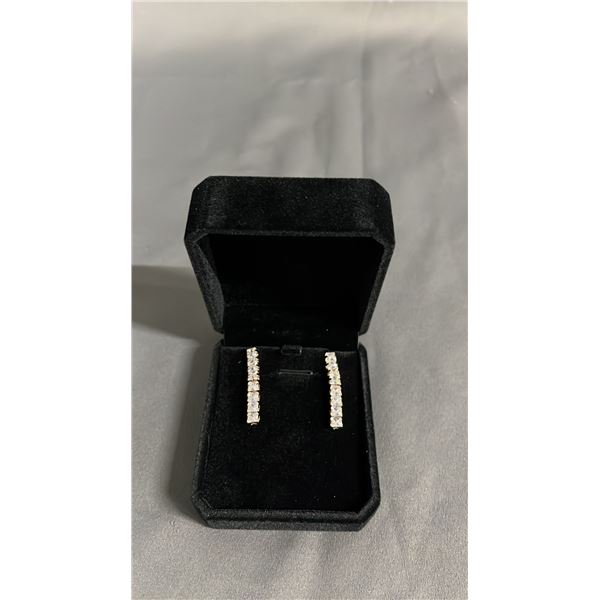 NEW 18K GOLD PLATED PINCESS CUT SIMULATED DIAMOND (CZ) DANGLE EARRINGS: 4 CTW EACH