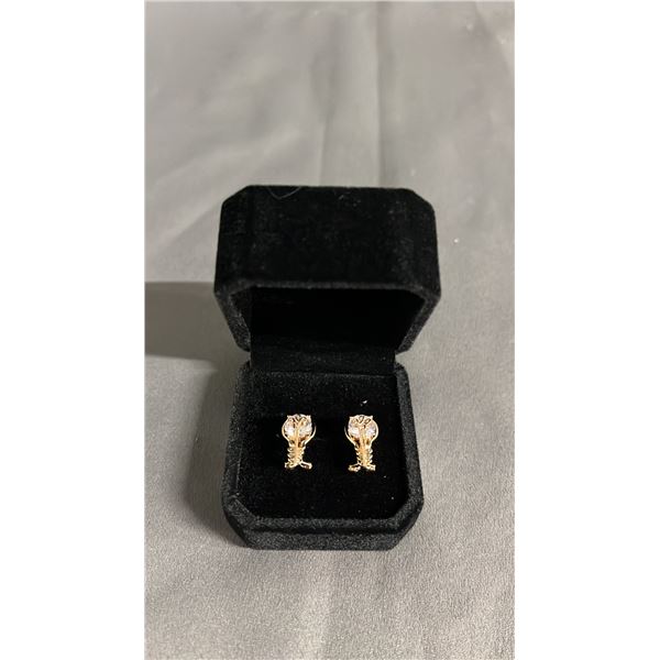 NEW 18K GOLD PLATED SIMULATED DIAMOND (CZ) LEVERBACK EARRINGS: 1 CT EACH