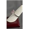 Image 3 : NEW PLATINUM PLATED 3 MM EMERALD CUT PINK SIMULATED DIAMOND (CZ) TRINITY RING