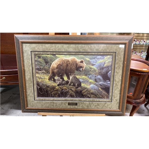 ROBERT BATEMAN "GRIZZLY AND CUBS" PRINT (33 3/4" X 24 3/4" FRAMED)