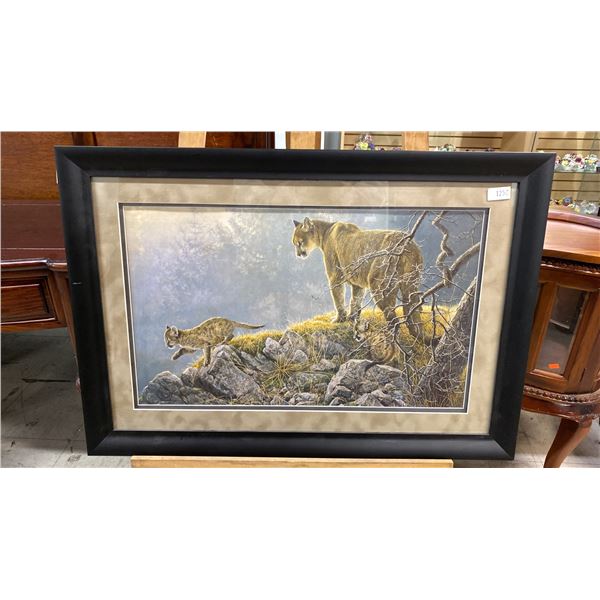 ROBERT BATEMAN "COUGAR AND KIT" PRINT (29 1/4 X 20 3/4" FRAMED)