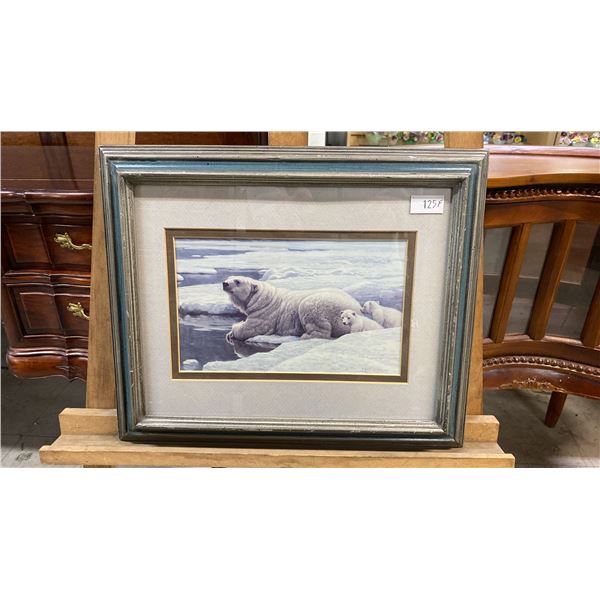 ROBERT BATEMAN ARCTIC FAMILY - POLAR BEARS" PRINT (17" X 14" FRAMED)