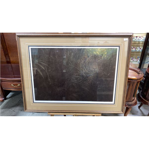 L.E.P JOHN SEEREY-LESTER "FOREST GLOW - JAGUAR" PRINT SIGNED & NUMBERED (42" X 32" FRAMED)