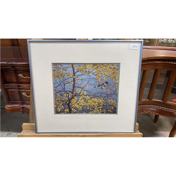 ROBERT BATEMAN "KINGFISHER AND ASPEN" PRINT (18 1/4" X 16 1/4" FRAMED)