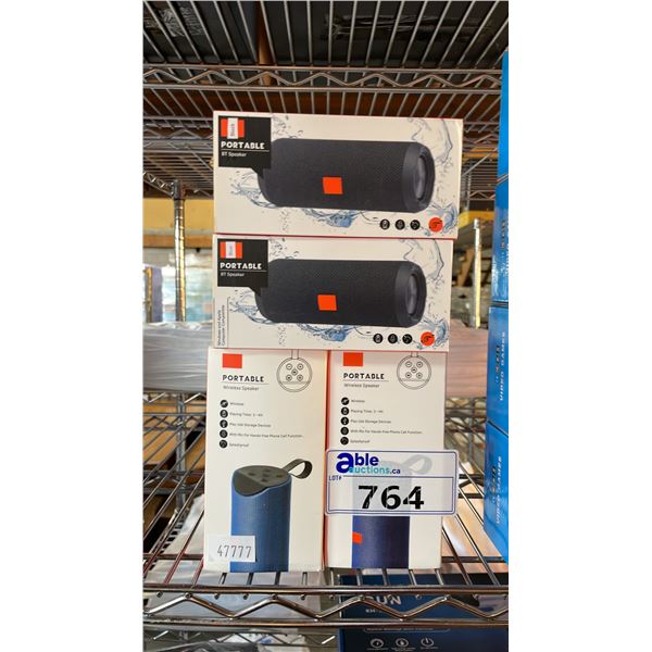 *NEW IN BOX* (4) PORTABLE WIRELESS SPEAKERS