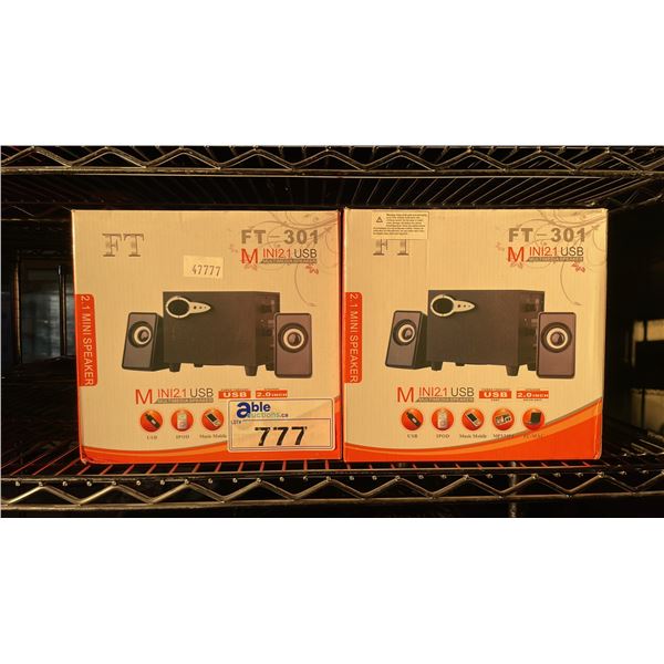 *NEW IN BOX* (2) FT-301 MINI 2.1 USB MULTIMEDIA SPEAKER SYSTEMS