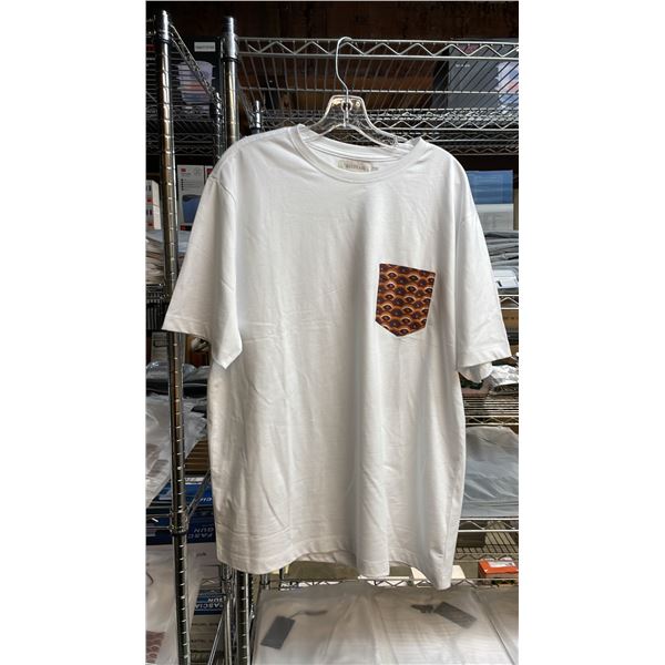 *NEW* (10) RED PEARL DESIGNER POCKETED T-SHIRTS SIZE XL (WHITE)