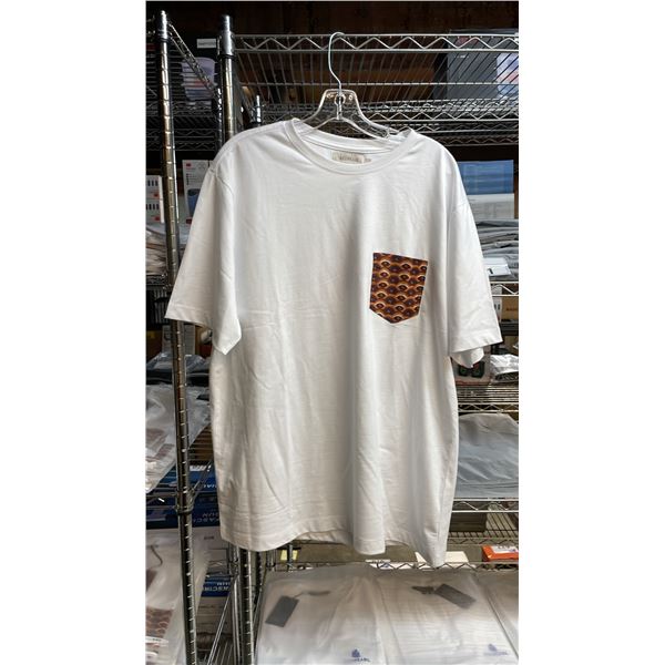 *NEW* (10) RED PEARL DESIGNER POCKETED T-SHIRTS SIZE XL (WHITE)