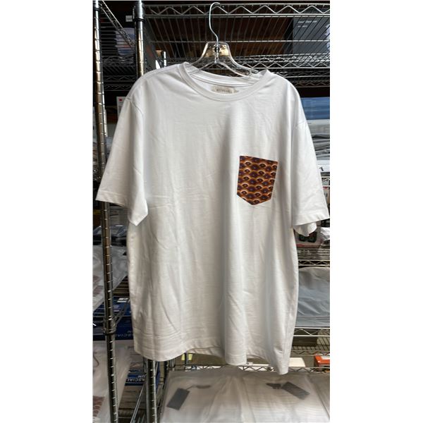 *NEW* (10) RED PEARL DESIGNER POCKETED T-SHIRTS SIZE XL (WHITE)