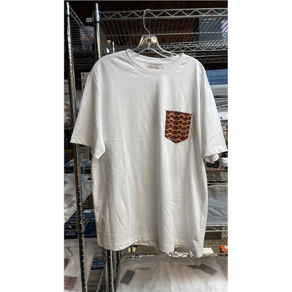 *NEW* (10) RED PEARL DESIGNER POCKETED T-SHIRTS SIZE XL (WHITE)