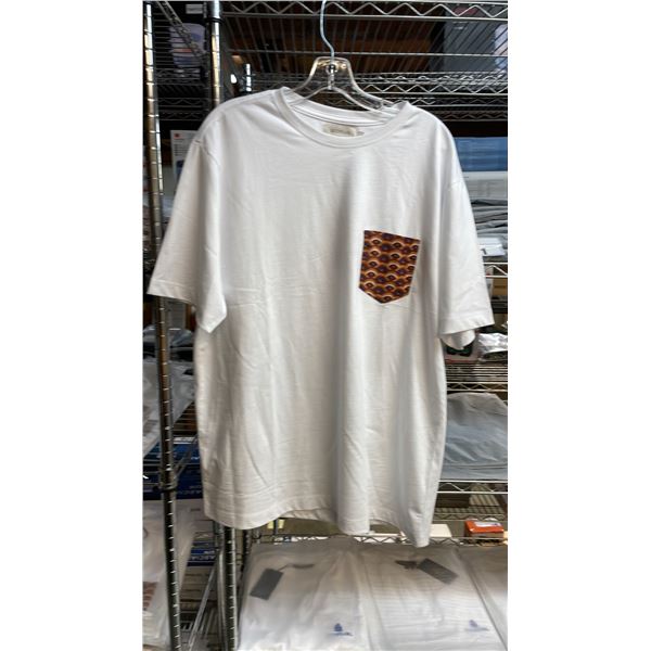 *NEW* (10) RED PEARL DESIGNER POCKETED T-SHIRTS SIZE XXL (WHITE)