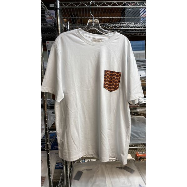 *NEW* (10) RED PEARL DESIGNER POCKETED T-SHIRTS SIZE XXL (WHITE)