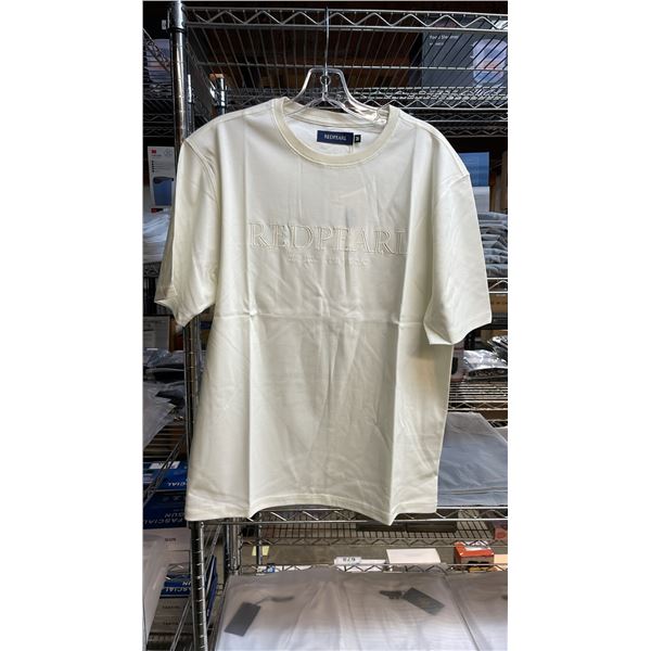 *NEW* (9) RED PEARL DESIGNER T-SHIRTS SIZE XL (CREAM)