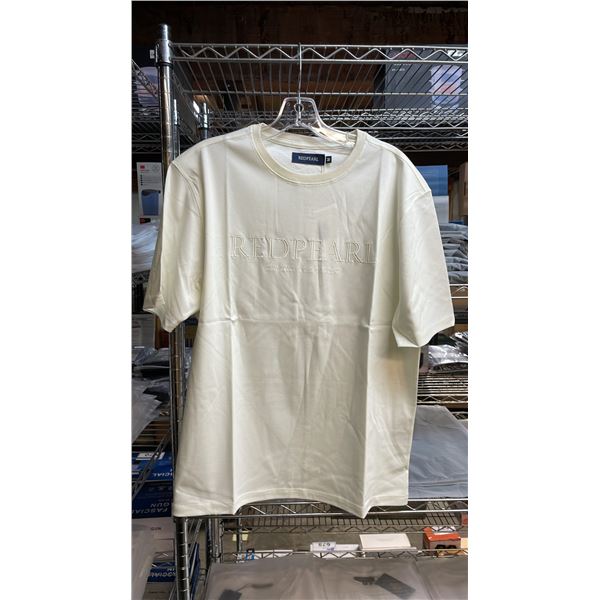 *NEW* (8) RED PEARL DESIGNER T-SHIRTS SIZE L (CREAM)