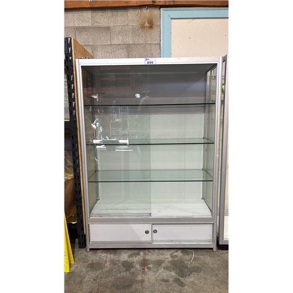 GLASS SHOWCASE WITH SHELVES & STORAGE 4'W